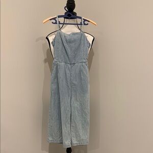 Kids Blue Denim Backless Romper